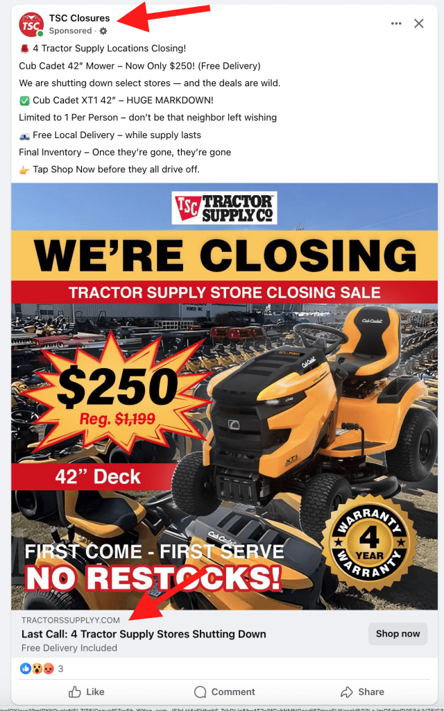facebook scam ad